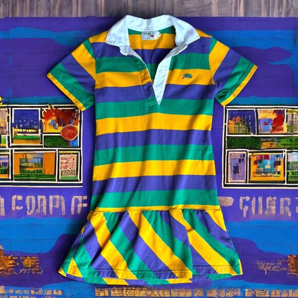 Perlis Girls Crawfish Mardi Gras Rugby Dress Rare EUC